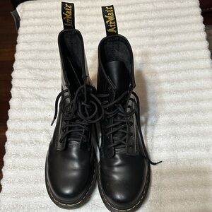 Dr. Martens Black Boots with Yellow Stitching